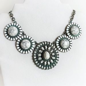 Unbranded Faux Stone Patina Bohemian Statement Necklace